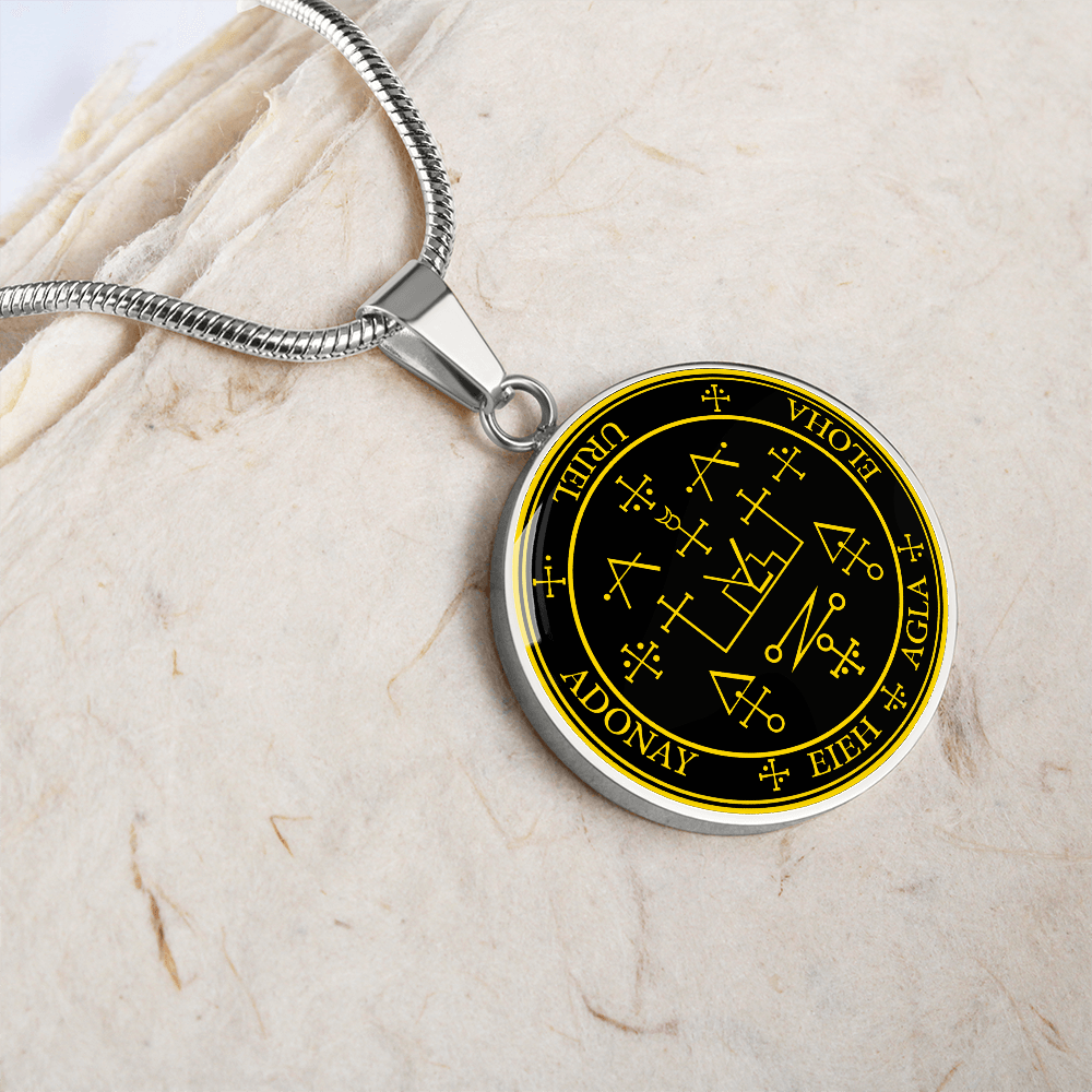 Archangel Uriel Sigil Necklace - Black