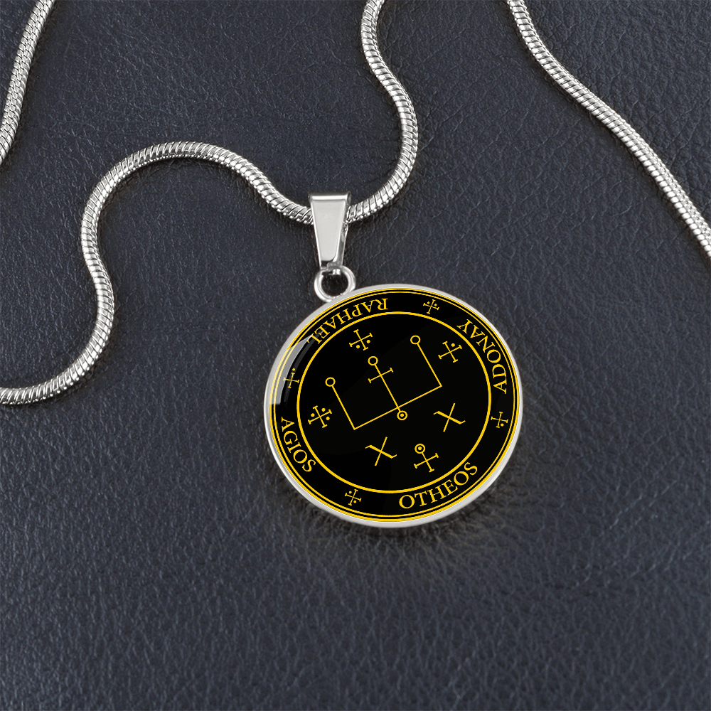 Archangel Raphael Sigil Necklace - Black