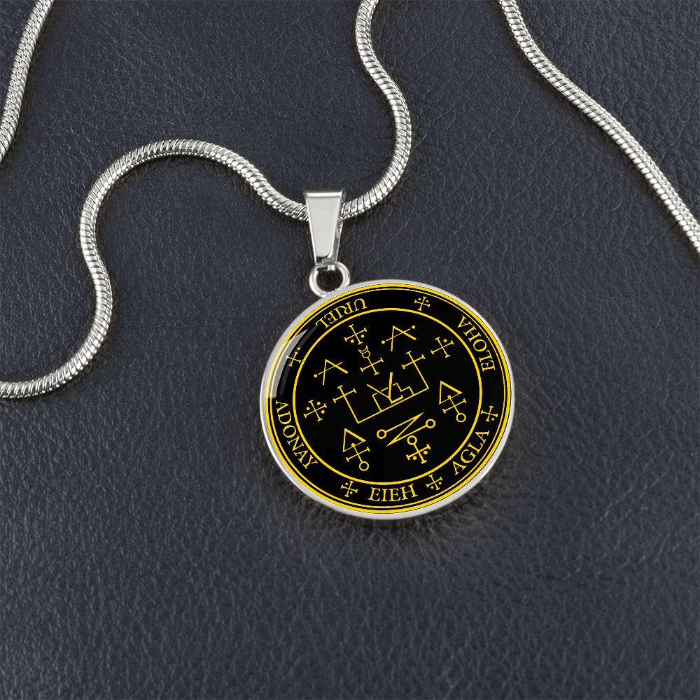 Archangel Uriel Sigil Necklace - Black