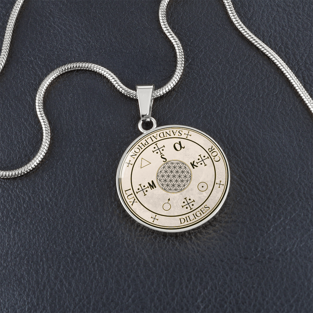 Archangel Sandalphon Sigil Necklace - Old Manuscript