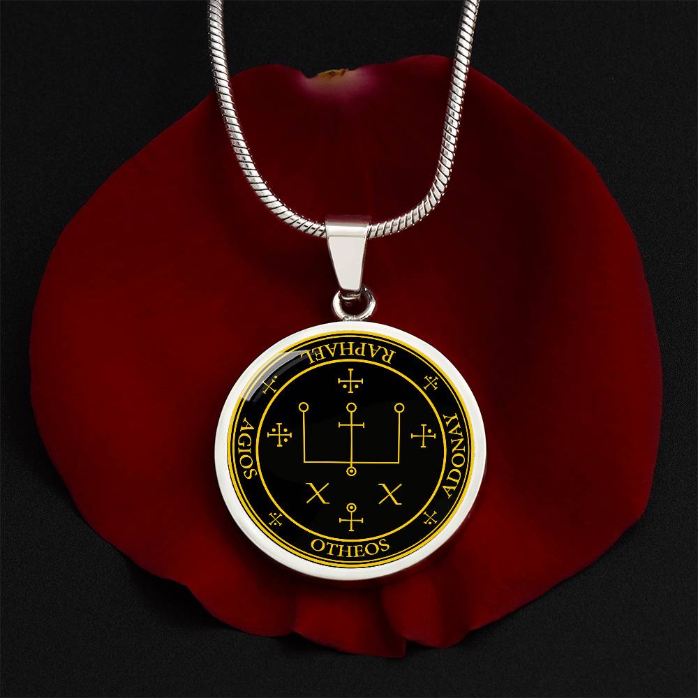 Archangel Raphael Sigil Necklace - Black