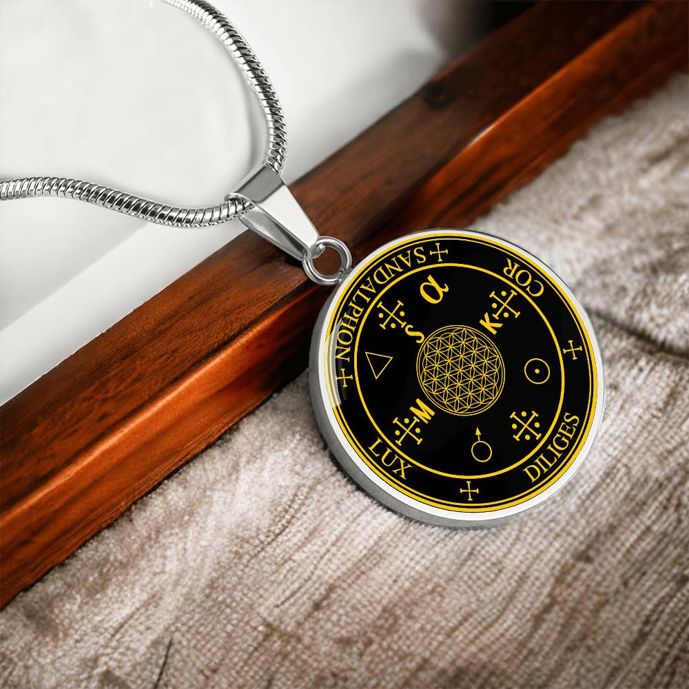 Archangel Sandalphon Sigil Necklace - Black