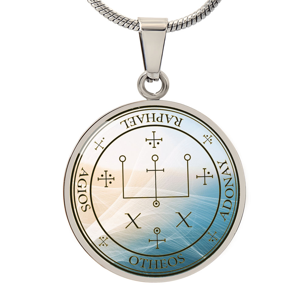 Archangel Raphael Sigil Wave Necklace