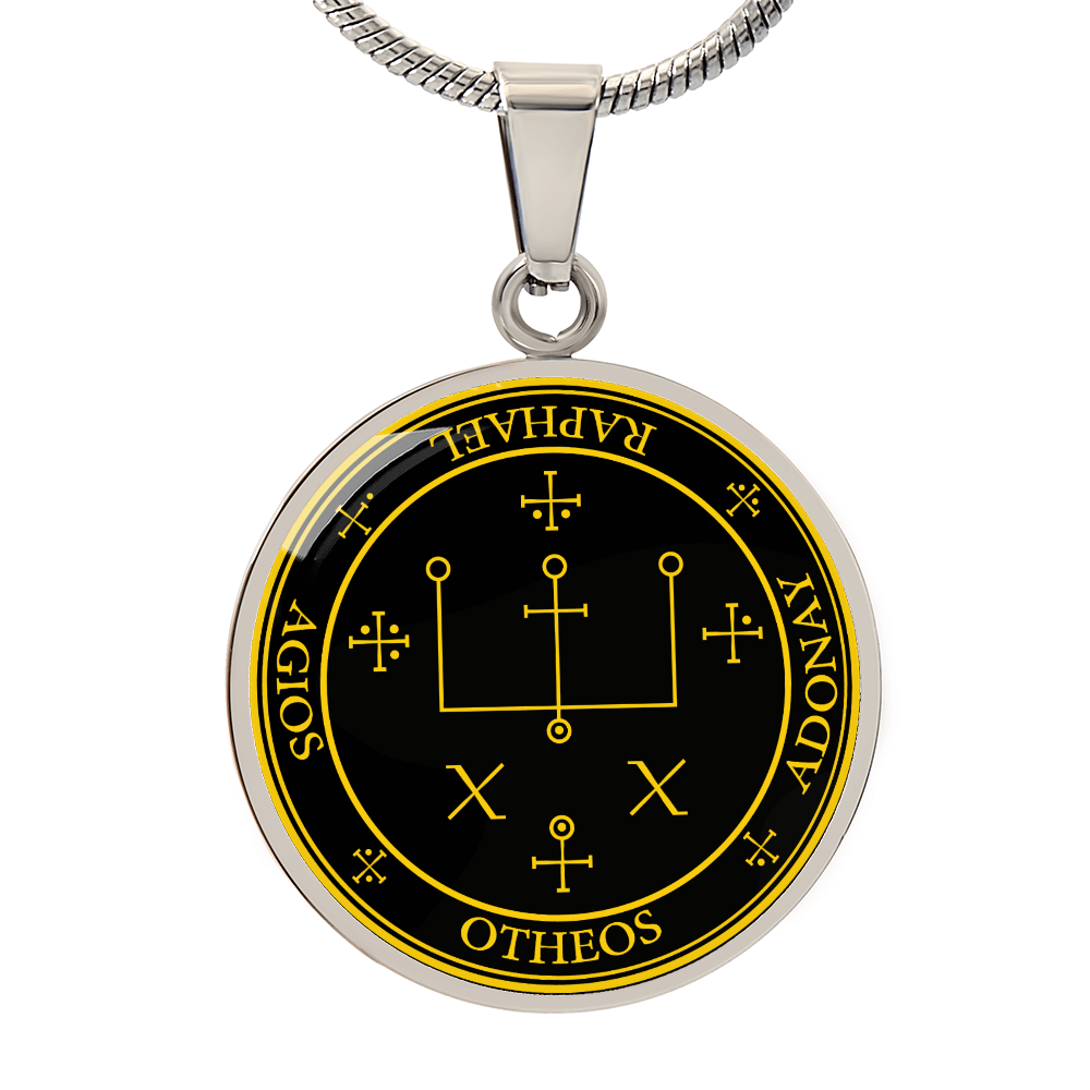 Archangel Raphael Sigil Necklace - Black