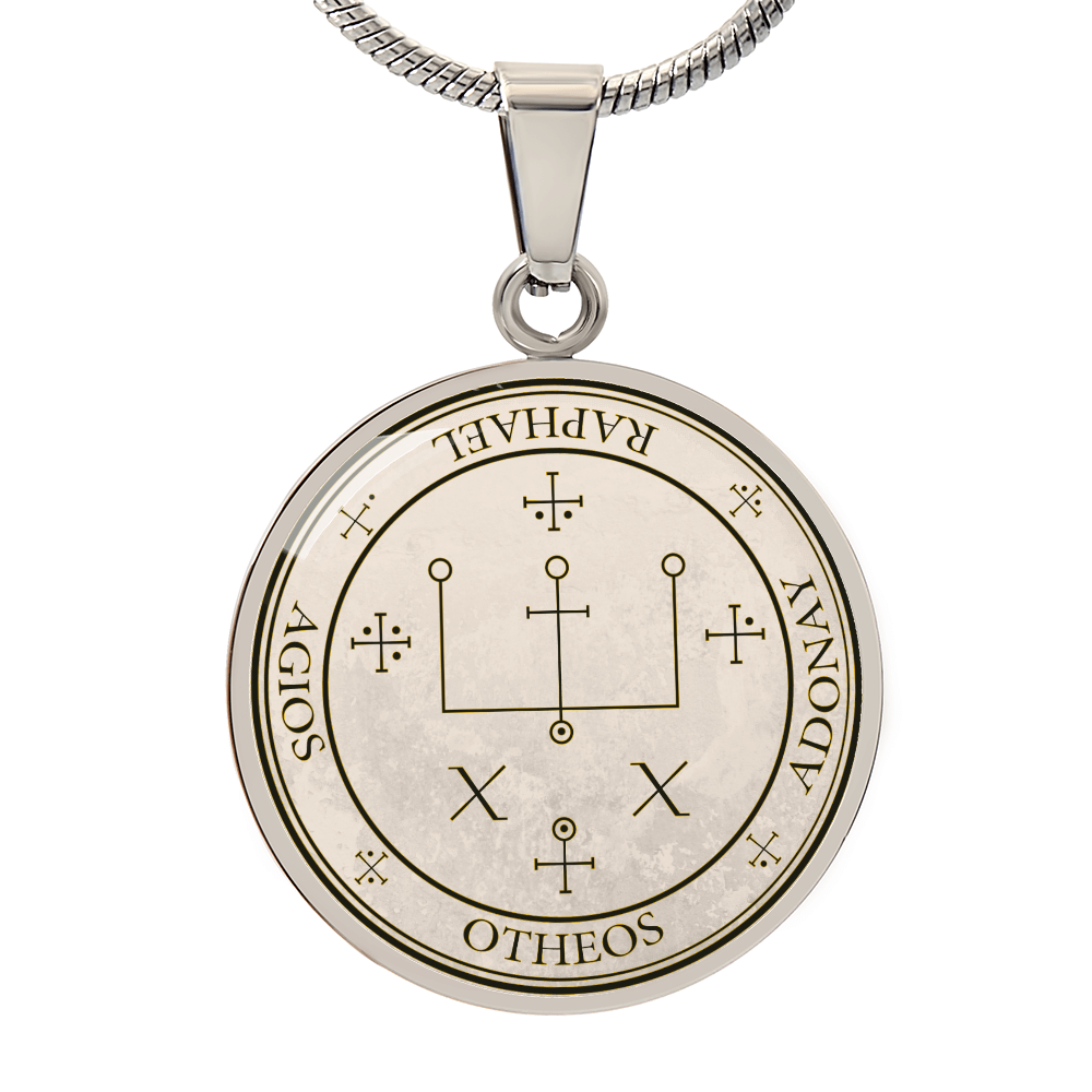 Archangel Raphael Sigil Necklace - Old Manuscript