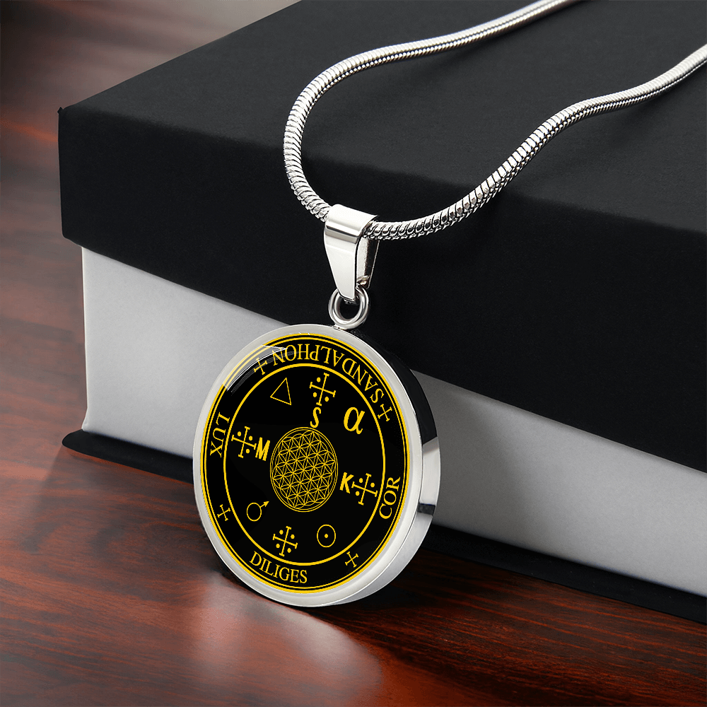 Archangel Sandalphon Sigil Necklace - Black
