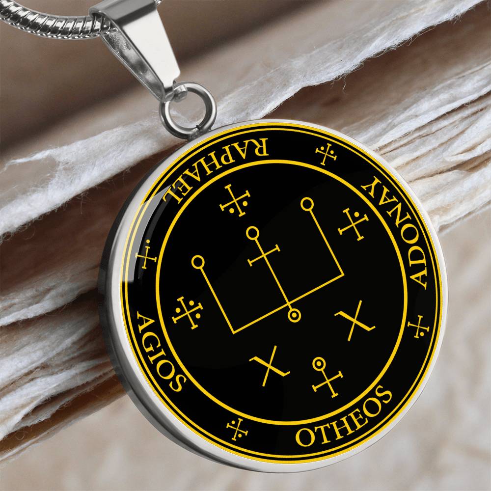 Archangel Raphael Sigil Necklace - Black