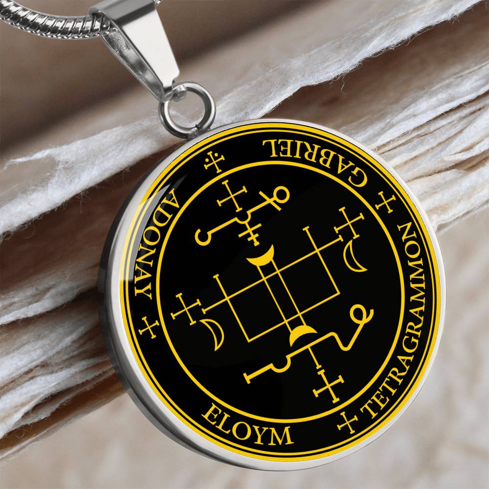 Archangel Gabriel Sigil Necklace - Black