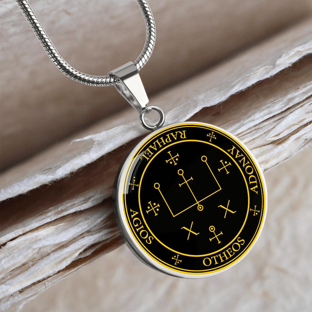 Archangel Raphael Sigil Necklace - Black