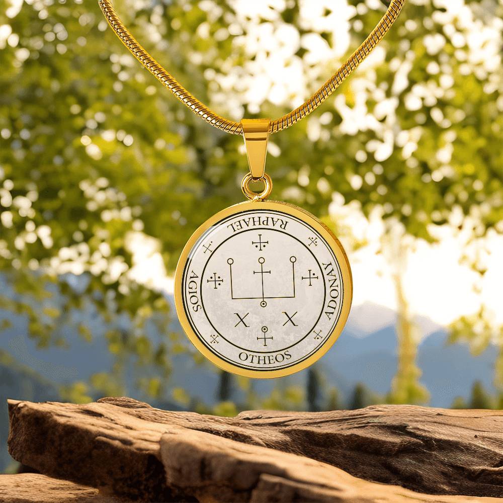 Archangel Raphael Sigil Necklace - Old Manuscript