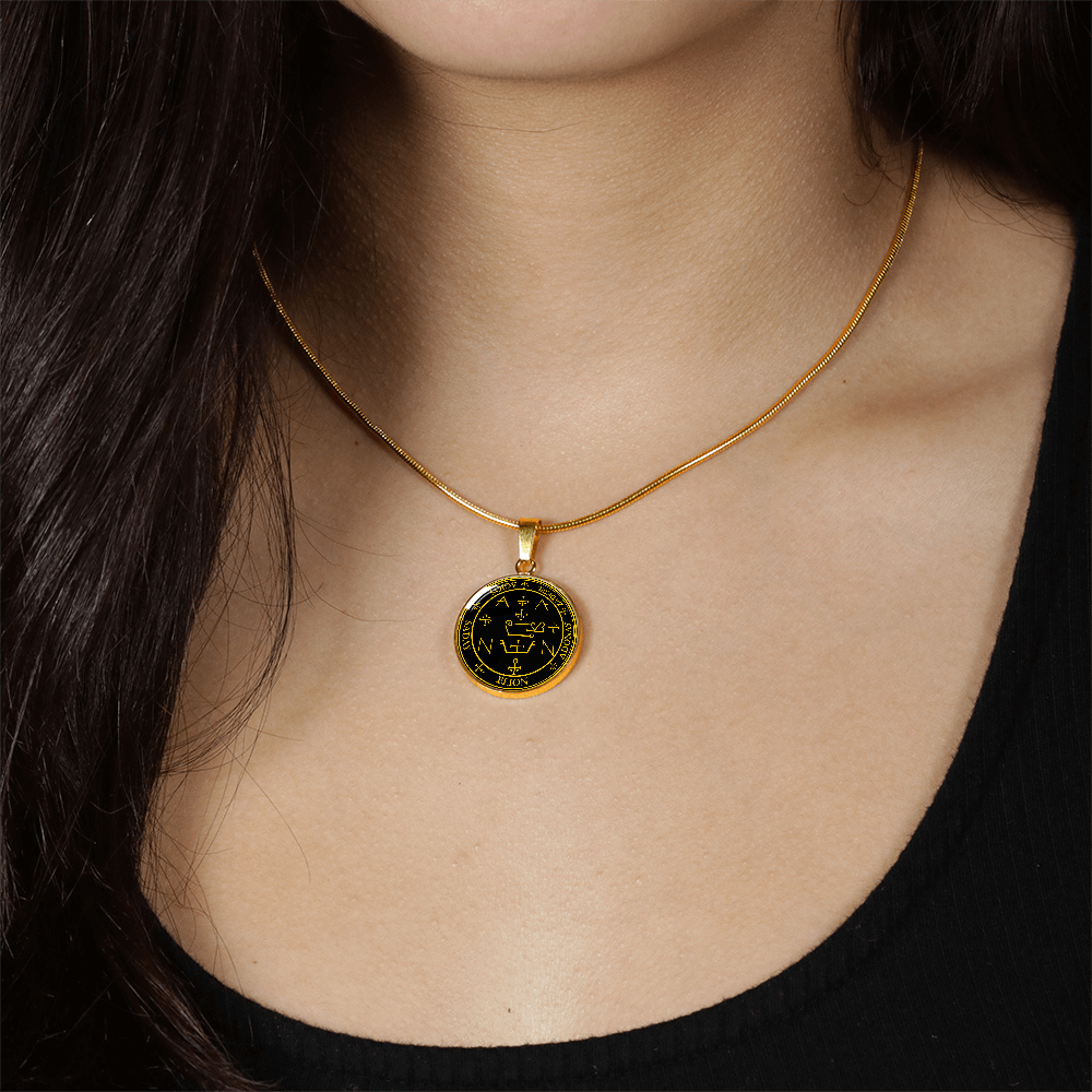 Archangel Zadkiel Sigil Necklace - Black
