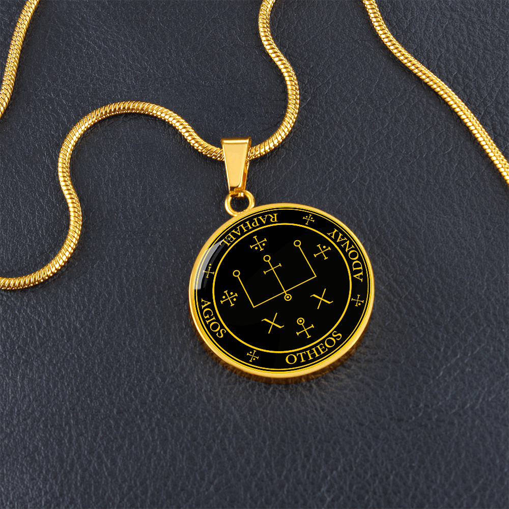 Archangel Raphael Sigil Necklace - Black