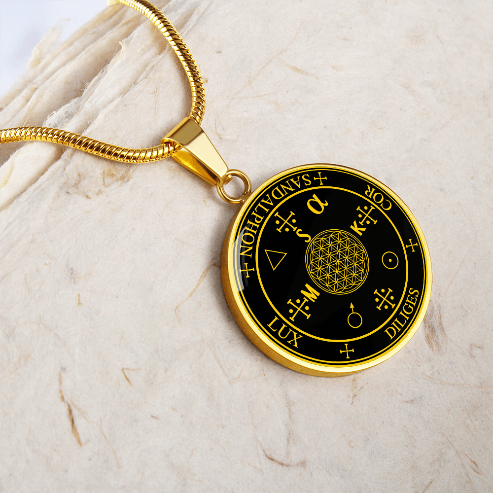 Archangel Sandalphon Sigil Necklace - Black