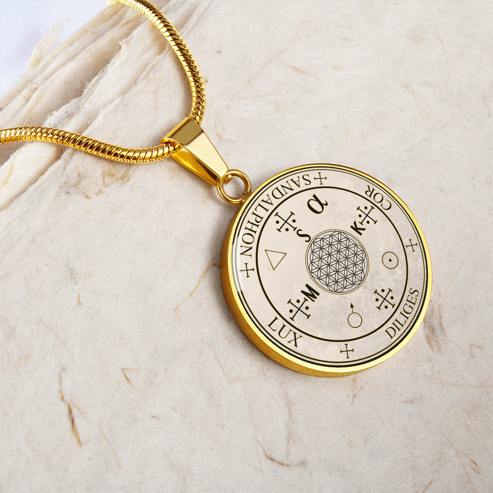 Archangel Sandalphon Sigil Necklace - Old Manuscript