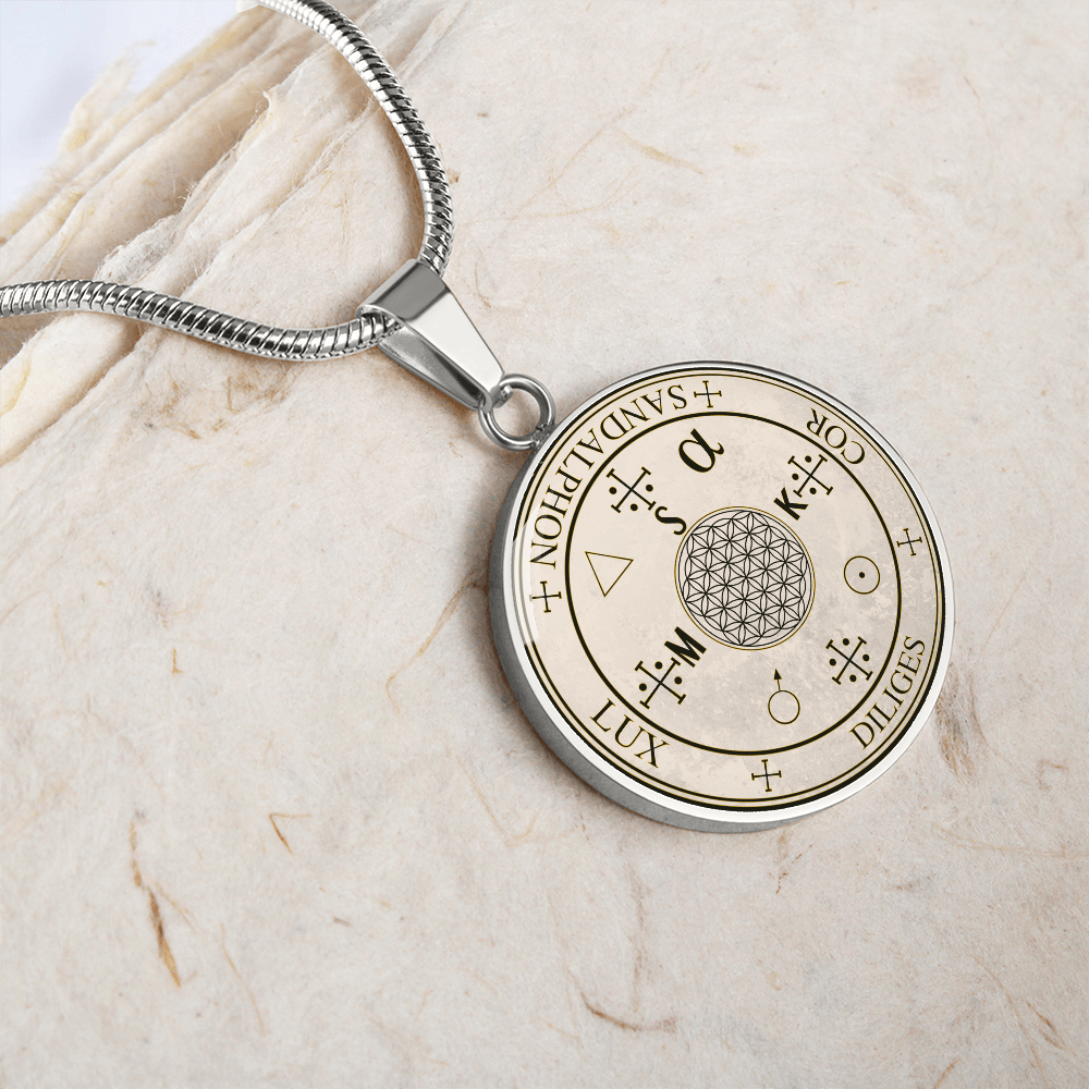Archangel Sandalphon Sigil Necklace - Old Manuscript