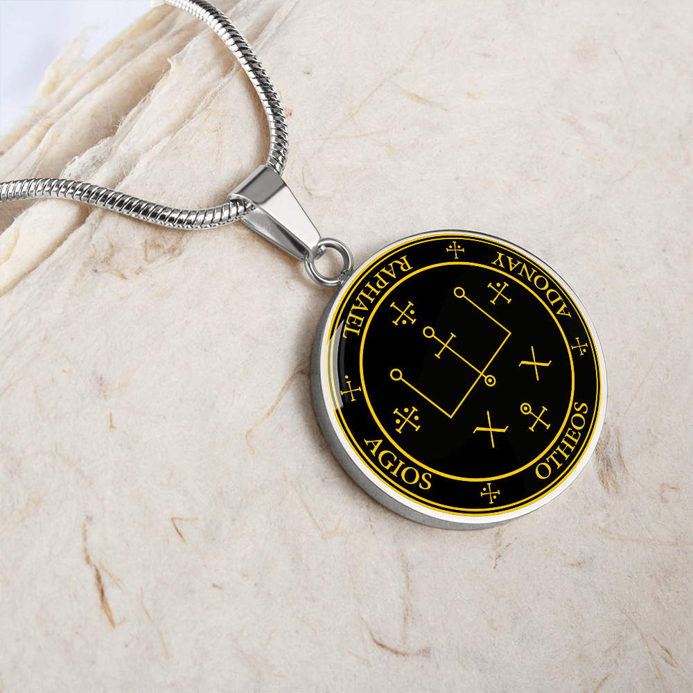 Archangel Raphael Sigil Necklace - Black