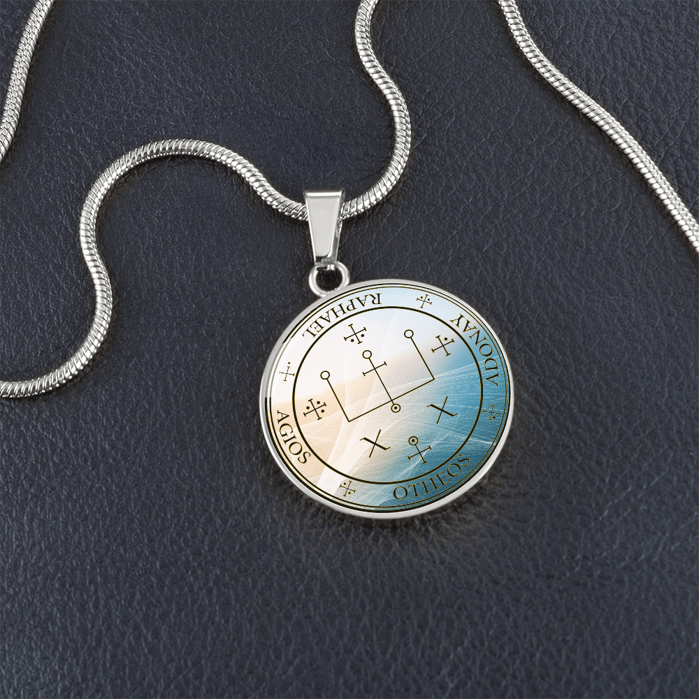 Archangel Raphael Sigil Wave Necklace