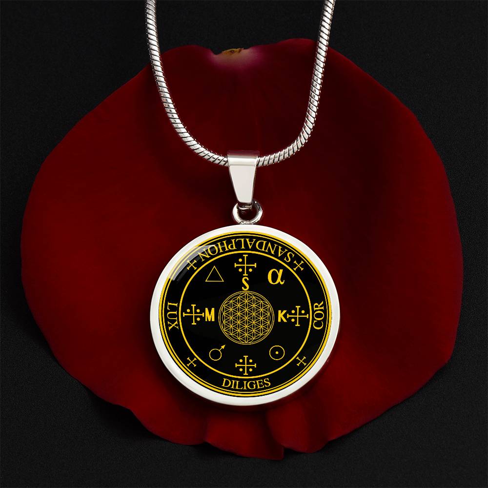 Archangel Sandalphon Sigil Necklace - Black