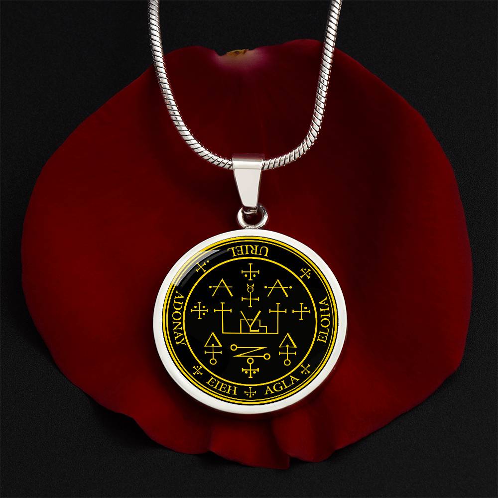 Archangel Uriel Sigil Necklace - Black