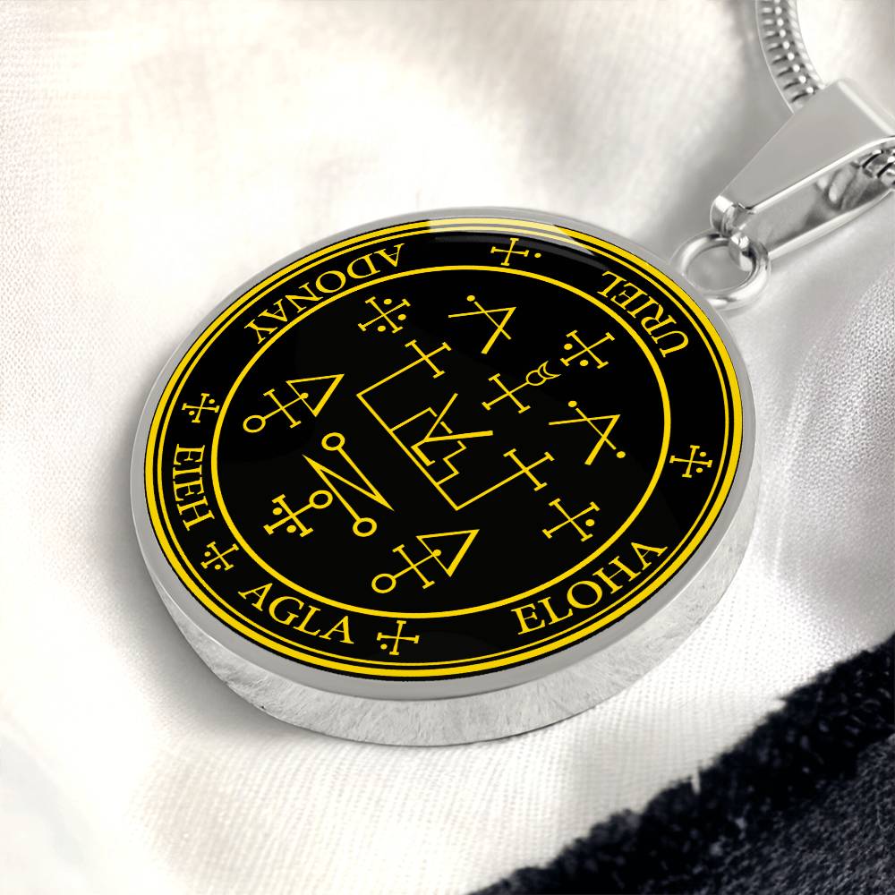 Archangel Uriel Sigil Necklace - Black