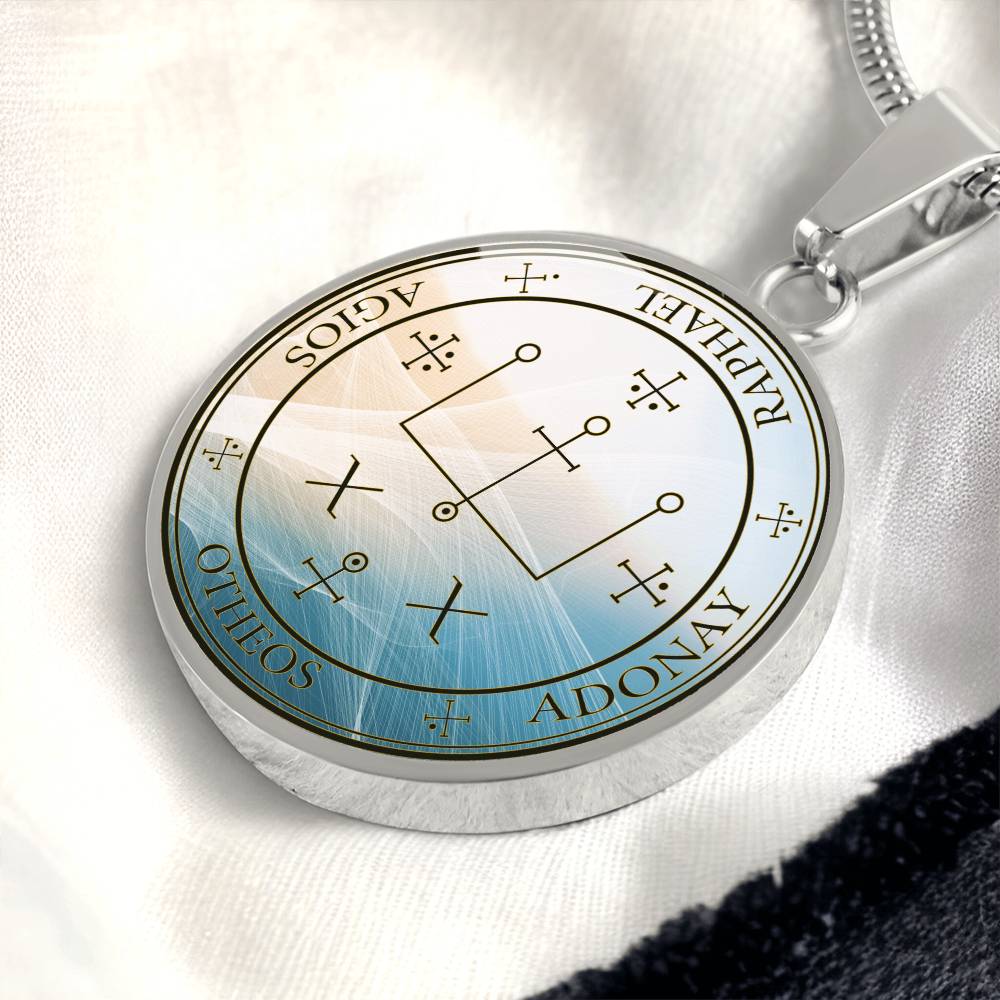 Archangel Raphael Sigil Wave Necklace