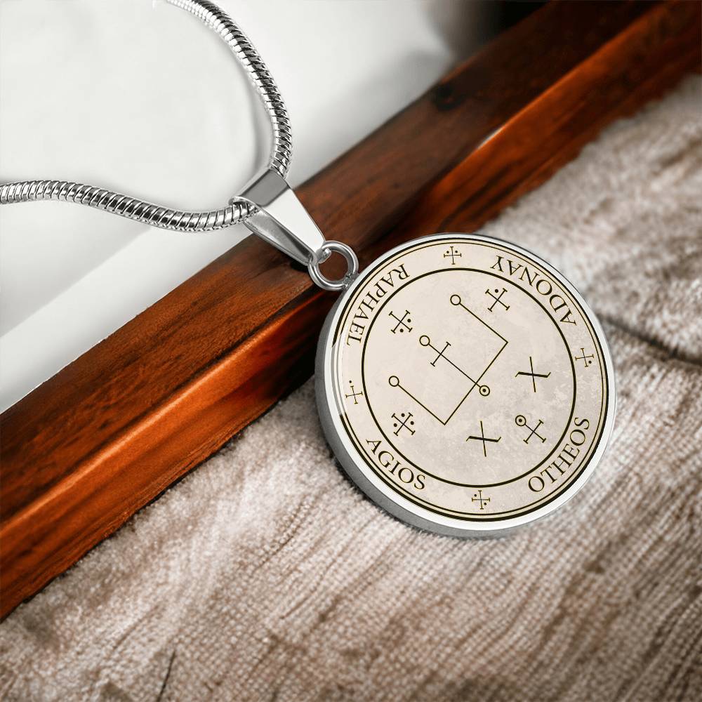 Archangel Raphael Sigil Necklace - Old Manuscript