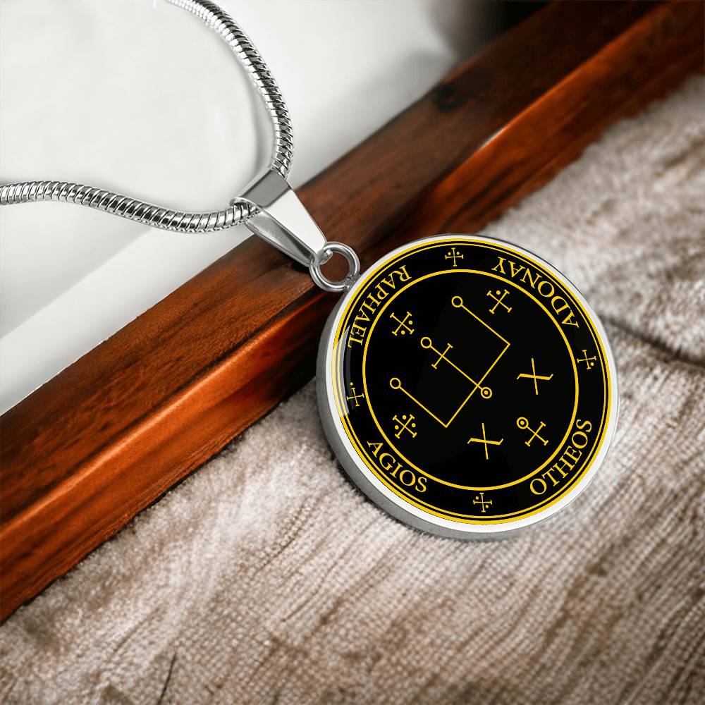 Archangel Raphael Sigil Necklace - Black