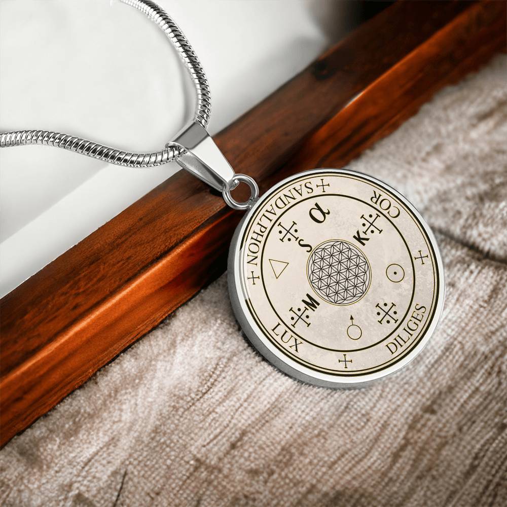Archangel Sandalphon Sigil Necklace - Old Manuscript