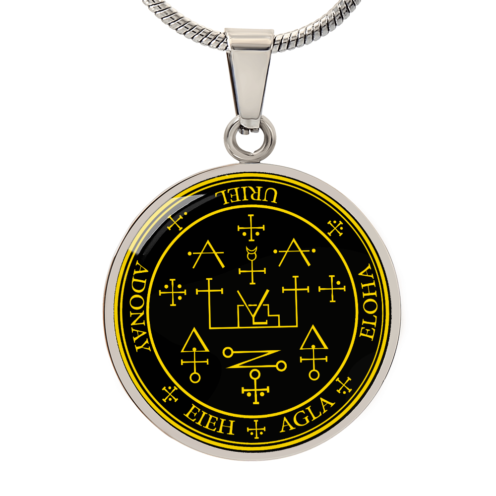 Archangel Uriel Sigil Necklace - Black