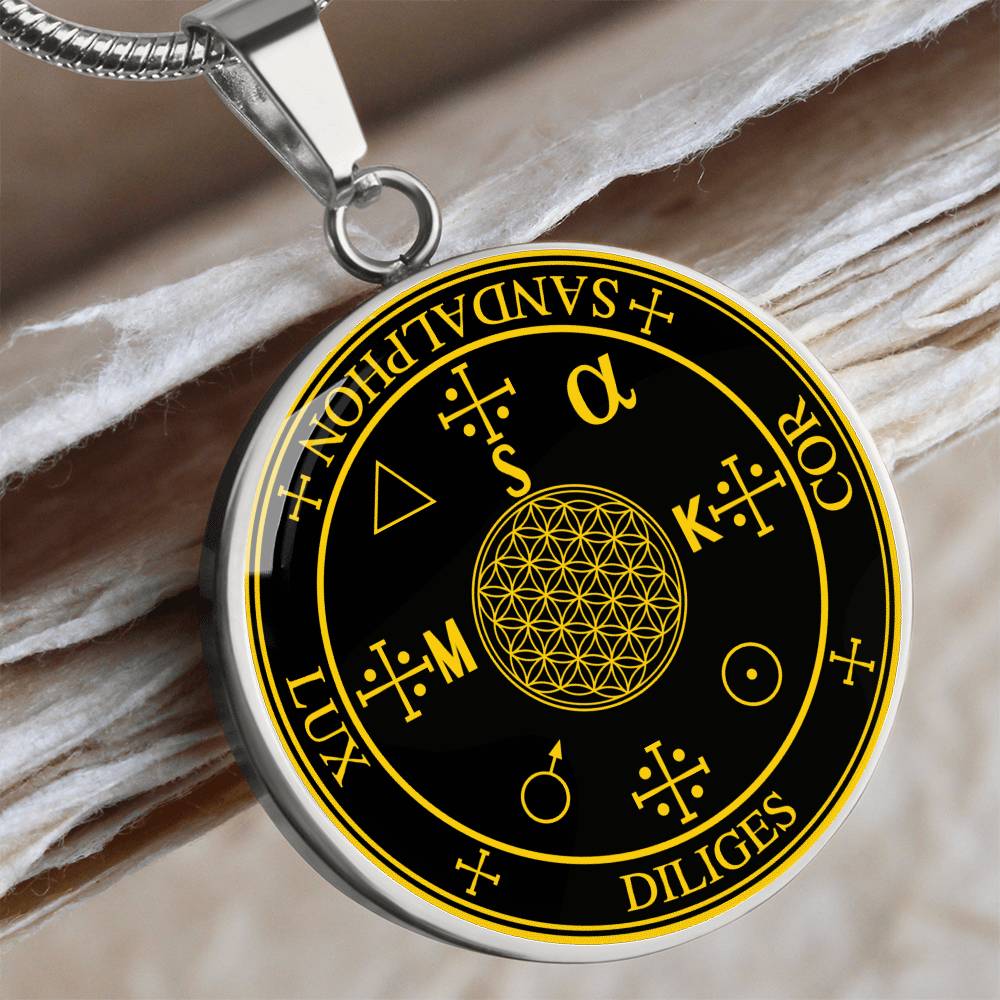 Archangel Sandalphon Sigil Necklace - Black