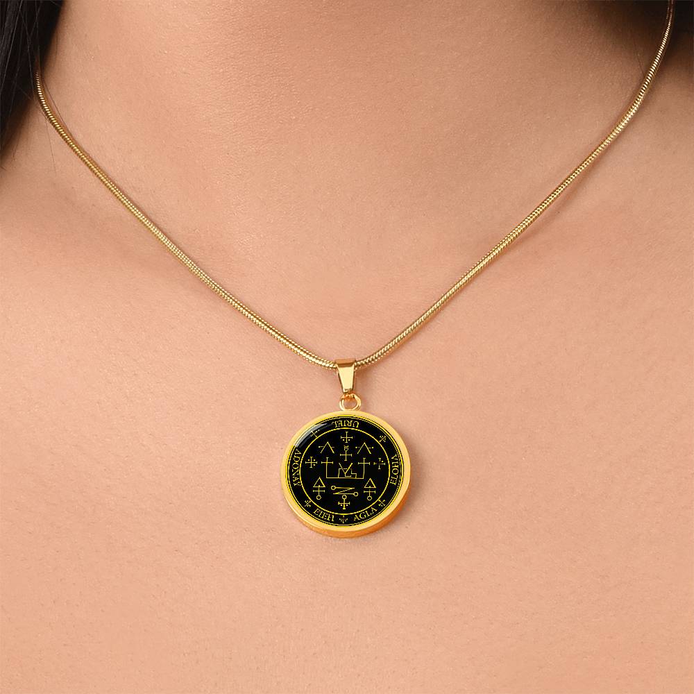 Archangel Uriel Sigil Necklace - Black