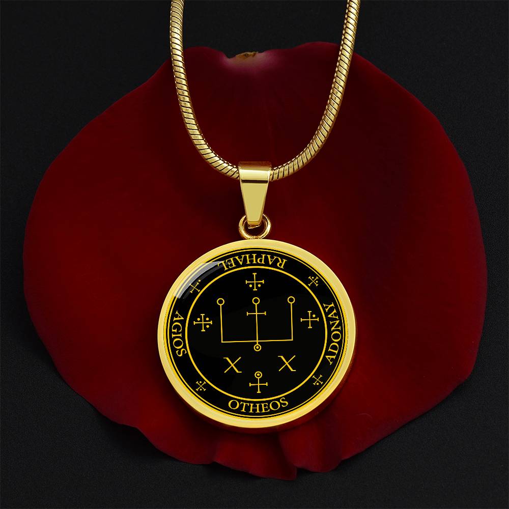 Archangel Raphael Sigil Necklace - Black