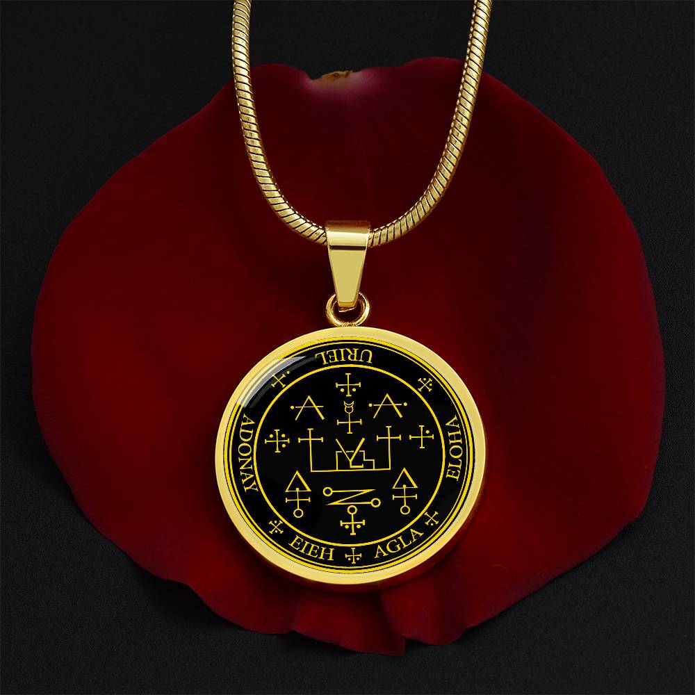 Archangel Uriel Sigil Necklace - Black