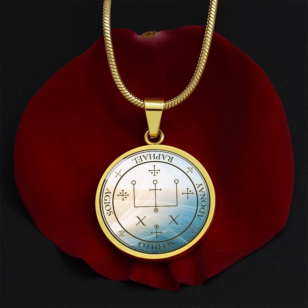 Archangel Raphael Sigil Wave Necklace