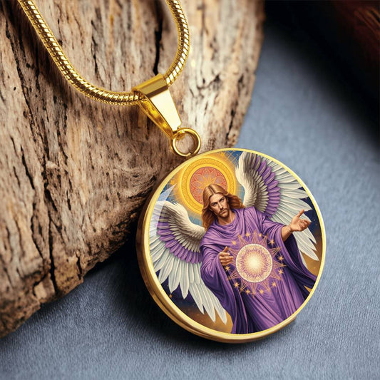 archangel Metatron necklace art deco art nouveau angel art graphic pendant necklace silver necklace 18k gold plated necklace gold angel necklace angel charm guardian angel gift spiritual jewelry Metatron the archangel pendant necklace