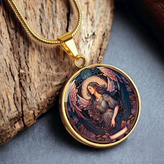 archangel raziel necklace art deco art nouveau angel art graphic pendant necklace silver necklace 18k gold plated necklace gold angel necklace angel charm guardian angel gift spiritual jewelry raziel pendant necklace boho chic necklace