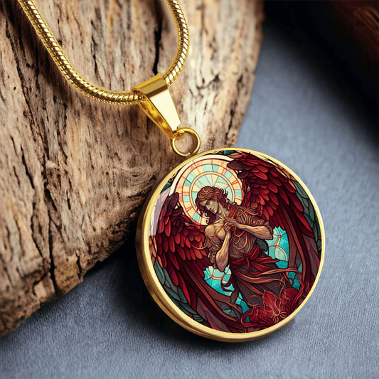 archangel uriel necklace 18k gold angel jewelry