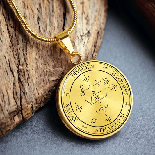 18k gold plated archangel michael sigil necklace with custom engraving option
