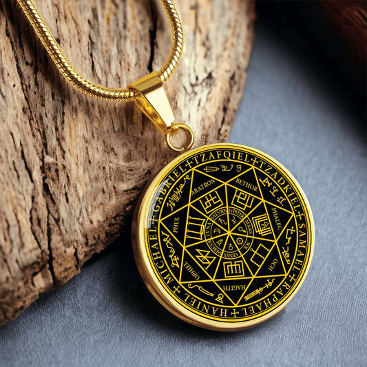 7 archangels sigil necklace manifestation sigil angel art graphic pendant necklace silver necklace 18k gold plated necklace gold angel necklace angel charm guardian angel gift spiritual jewelry pendant necklace protection sigil boho chic