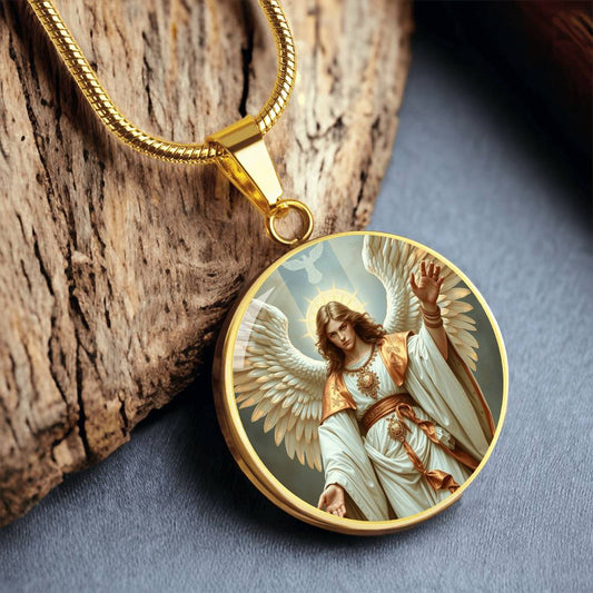 Saint gabriel the archangel necklace art deco art nouveau angel art graphic pendant necklace silver necklace 18k gold plated necklace gold angel necklace angel charm guardian angel gift spiritual jewelry st gabriel the archangel pendant necklace