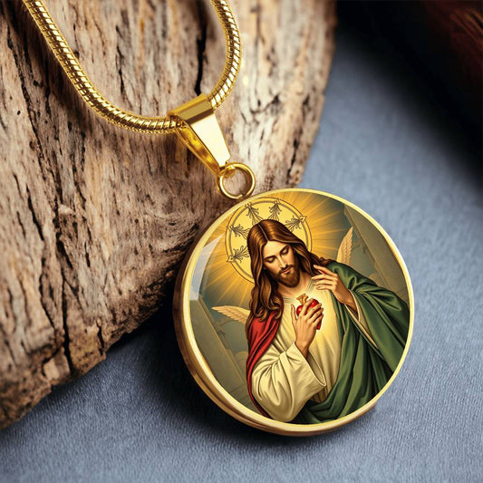 18k gold jesus necklace jesus art pendant jewelry christian art jewelry