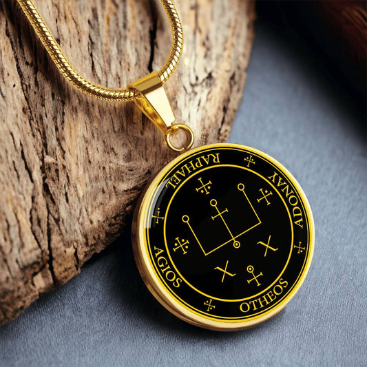 archangel raphael sigil necklace manifestation sigil angel art graphic pendant necklace silver necklace 18k gold plated necklace gold angel necklace angel charm guardian angel gift spiritual jewelry pendant necklace protection sigil boho chic
