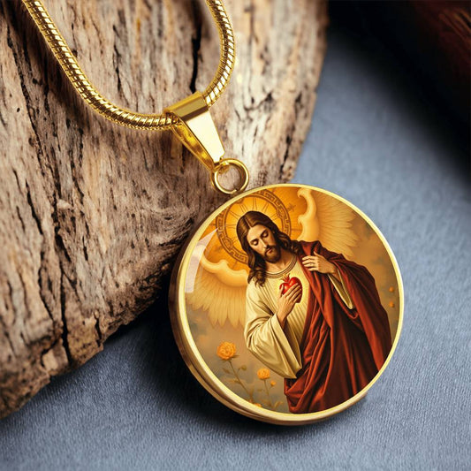 18k gold jesus necklace jesus art pendant jewelry christian art jewelry