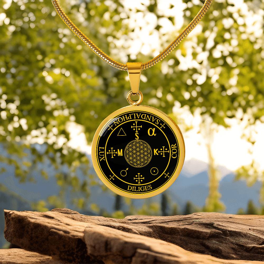 Archangel Sandalphon Sigil Necklace - Black