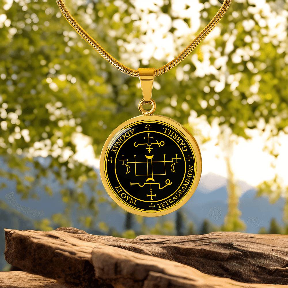Archangel Gabriel Sigil Necklace - Black