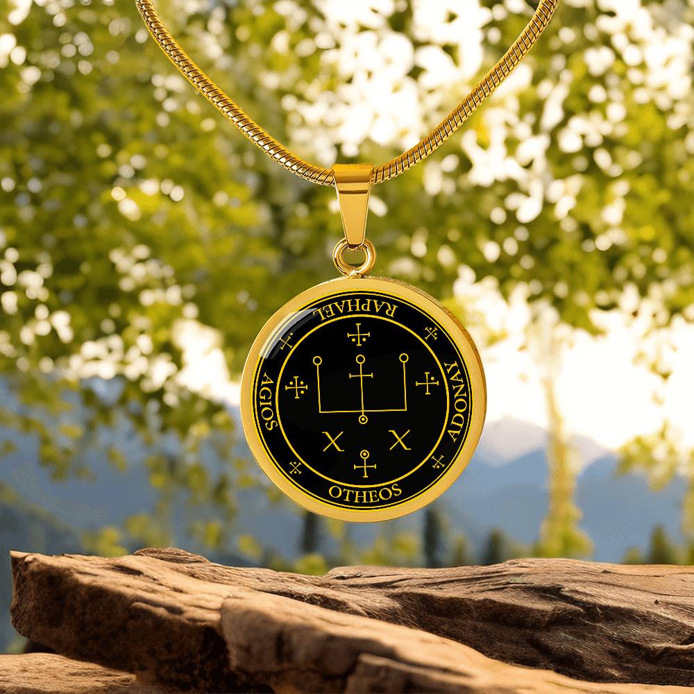 Archangel Raphael Sigil Necklace - Black