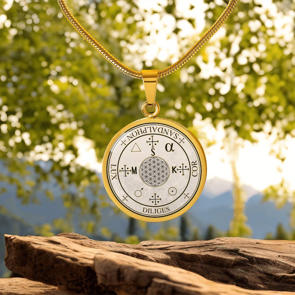 Archangel Sandalphon Sigil Necklace - Old Manuscript