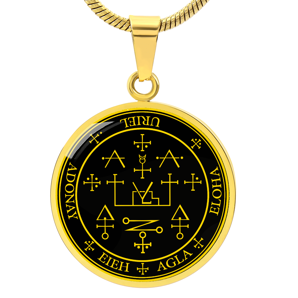 Archangel Uriel Sigil Necklace - Black