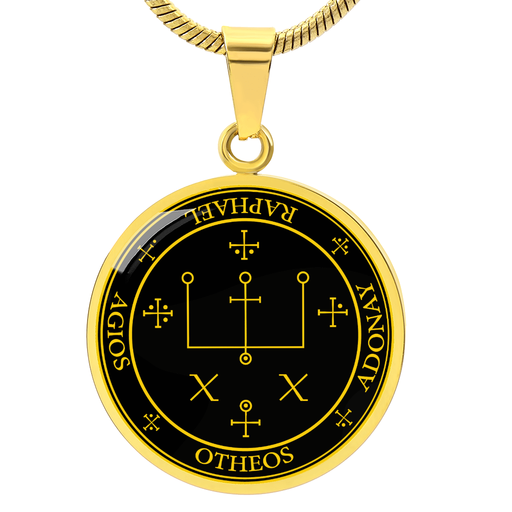 Archangel Raphael Sigil Necklace - Black