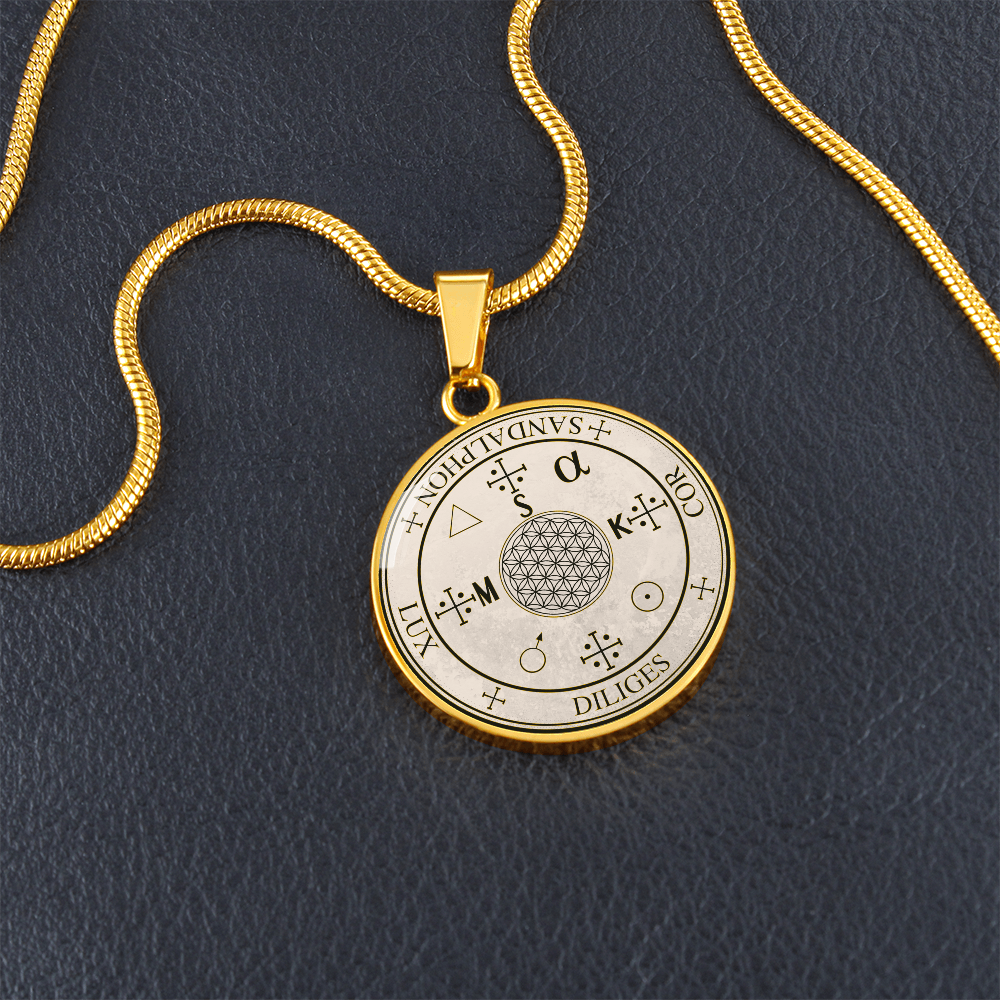 Archangel Sandalphon Sigil Necklace - Old Manuscript